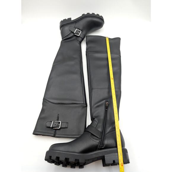 Marc Fisher Ganven Over-The-Knee Boots Buckle Women's Black Size US6.5M EU37 - Picture 6 of 16